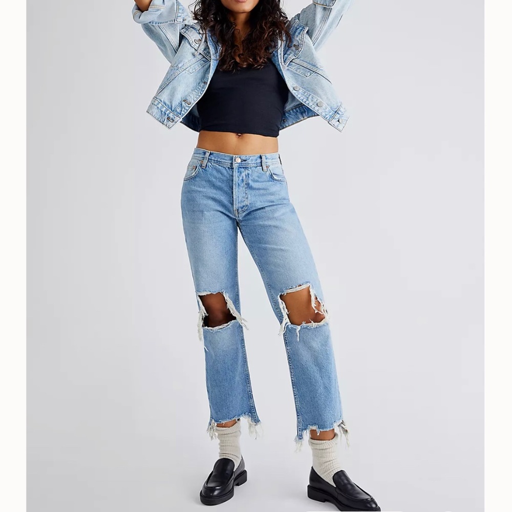 Free People Maggie Mid-Rise Straight-Leg Jeans